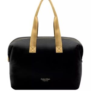 Calvin Klein Black Travel Bag with Tan Handles